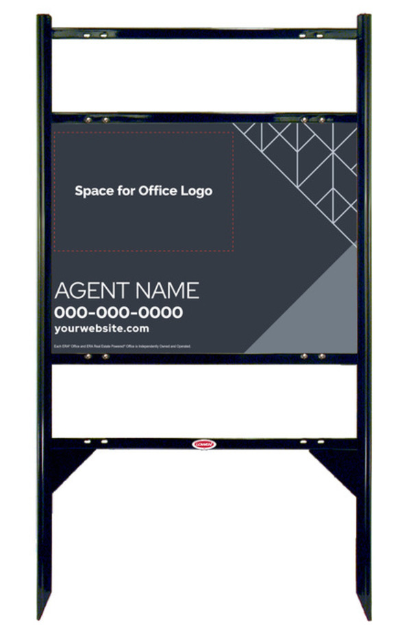 Angle Iron Frame With Two Rider Inserts And Agent Sign Panel Unit, 18"H X 24"W, Steel