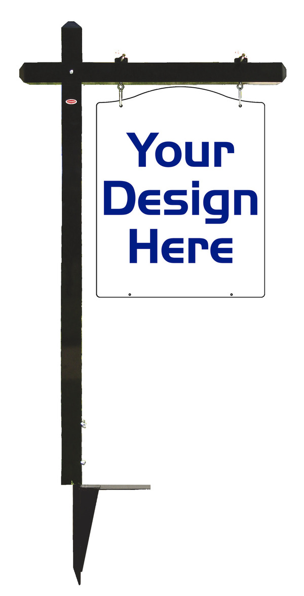 Independent real estate Black Aluminum Sign Post and Luxury Homes Hanging Sign Panel unit, .150 polyethylene, 30