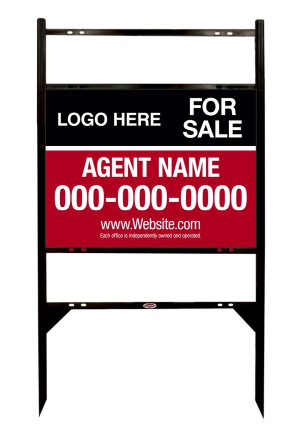 Black Angle Iron Frame And Sign Panel Unit With Two Rider Inserts, 24 GA Steel 18"H X 24"W