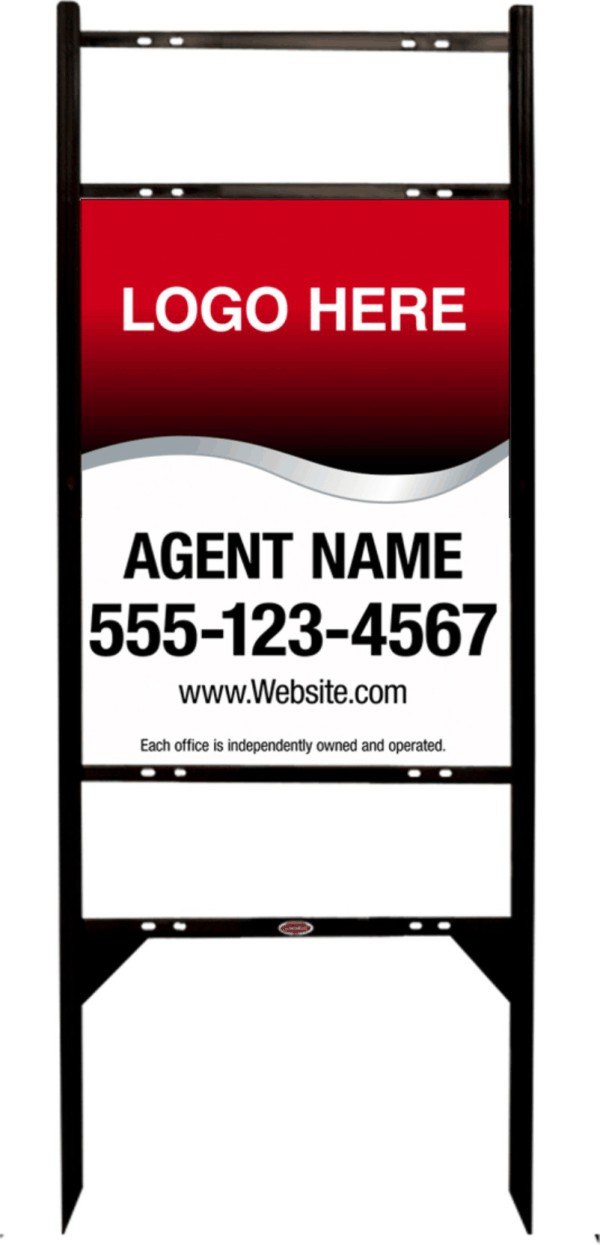 Black Angle Iron Frame And Sign Panel Unit With Two Rider Inserts, 24 GA Steel 24"H X 18"W