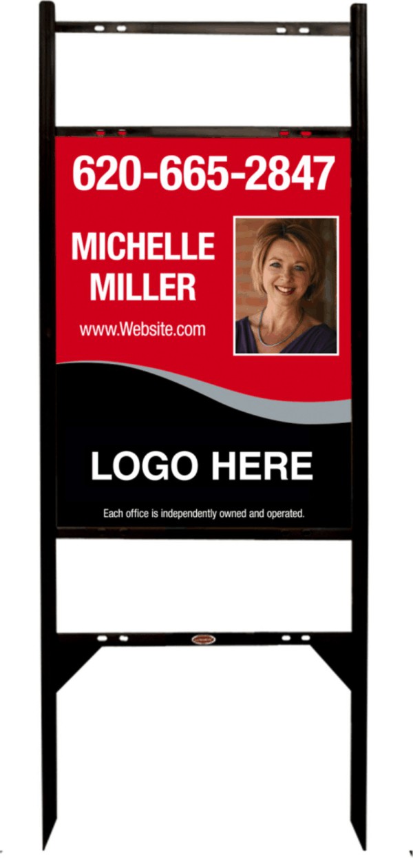 Black Angle Iron Frame And Photo Sign Panel Unit With Two Rider Inserts, 24 GA Steel 24"H X 18""W