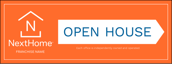 Directional Open House Sign Panel, 9"H X 24"W, 4mm Corrugated Plastic