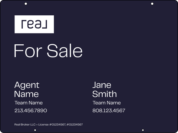 Hanging For Sale Agent Name Sign Panel, 18"H X 24"W, Steel