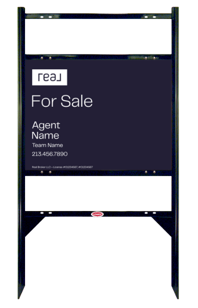 Angle Iron Frame With Two Rider Inserts And For Sale Agent Name Sign Panel Unit, 18"H X 24"W