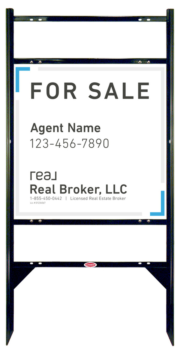 Angle Iron Frame With Two Rider Inserts And Agent Name Sign Panel Unit, 24"H X 24"W