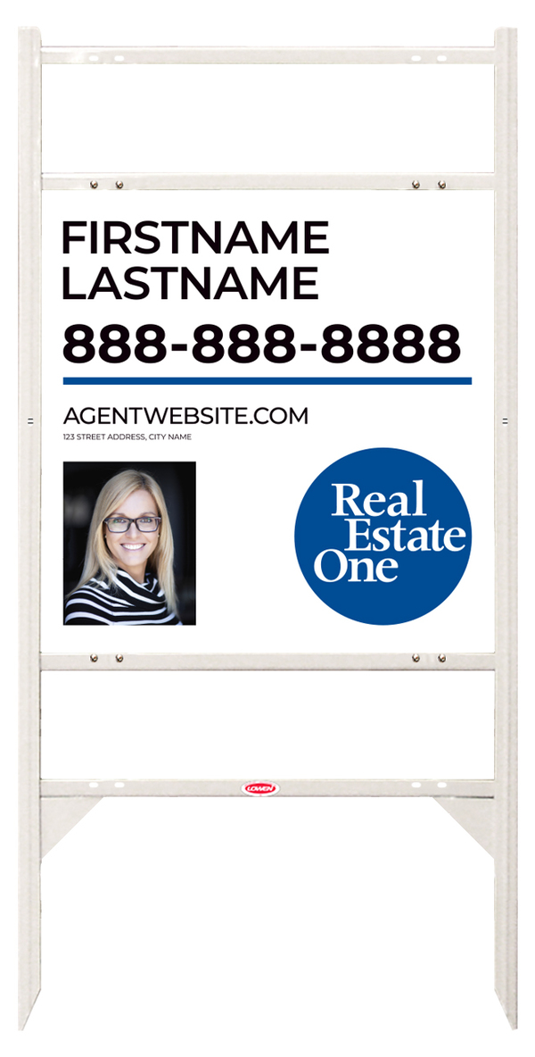 Angle Iron Frame W/ 2 Rider Inserts And Agent Photo Sign Panel Unit, 24"H X 24"W, .040 Aluminum