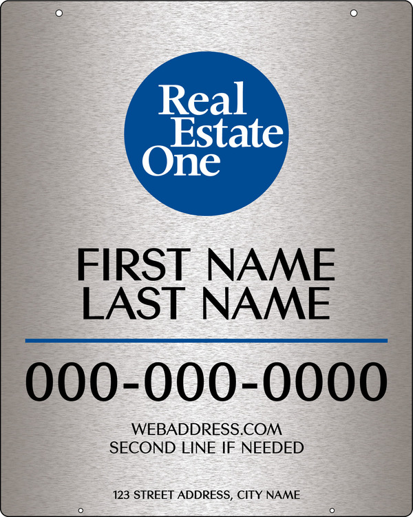 Agent Name Hanging Sign Panel, 30"H X 24"W, 3mm Brushed Aluminum Composite