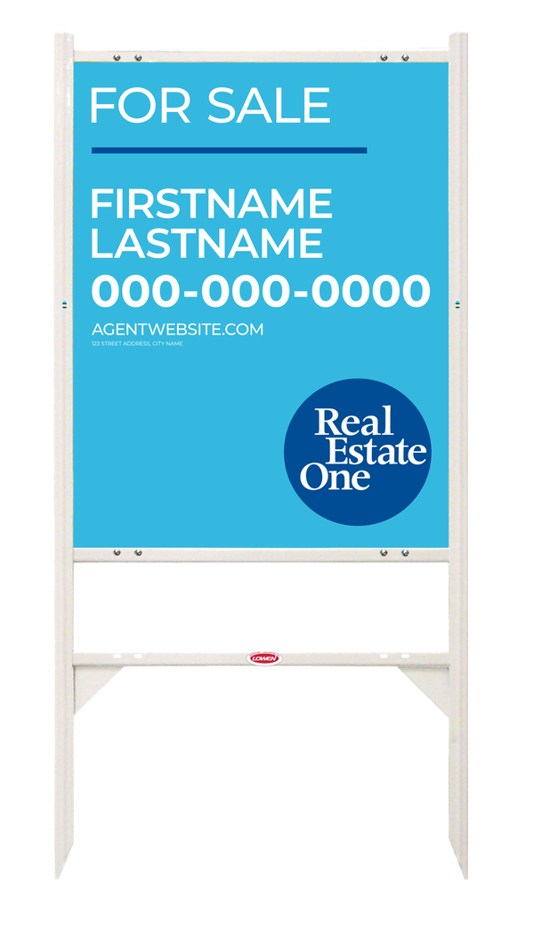 Angle Iron Frame W/ 1 Rider Inserts And Agent Name Sign Panel Unit, 30"H X 24"W, Steel