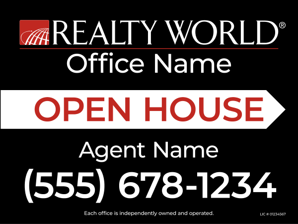 Directional Agent Open House Sign Panel, 18"H X 24"W, 4mm Corrugated