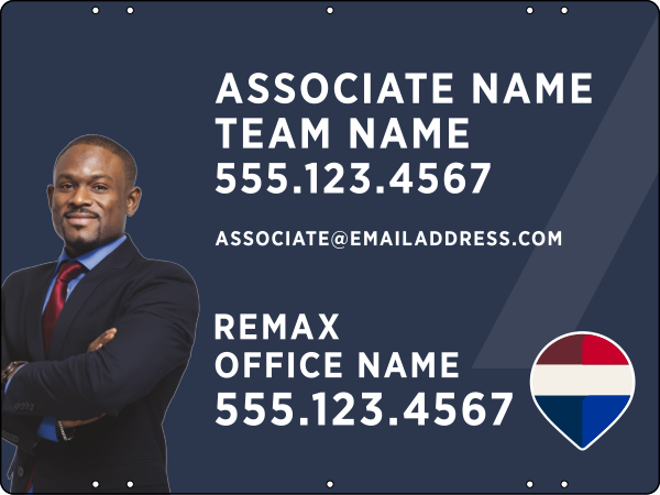 RE/MAX Associate Name w/ Cut Out Photo Sign Panel, 18"h x 24"w, Steel