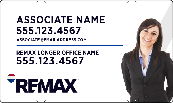 RE/MAX Reflective Associate Name w/ Cut Out Photo Sign Panel, 18"h x 30"w, Steel