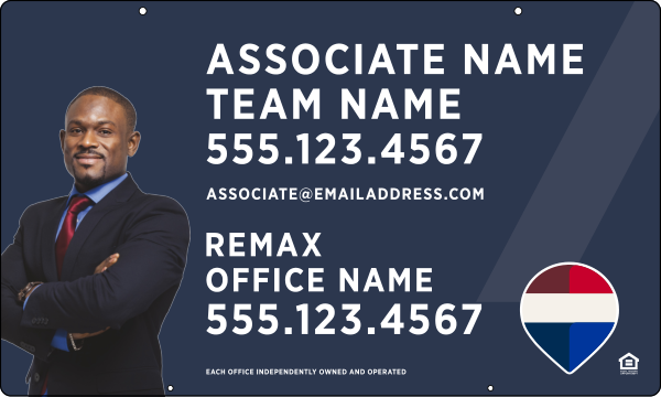 RE/MAX Hanging Associate Name w/ Cut Out Photo Sign Panel, 18"h x 30"w, 3mm Aluminum Composite