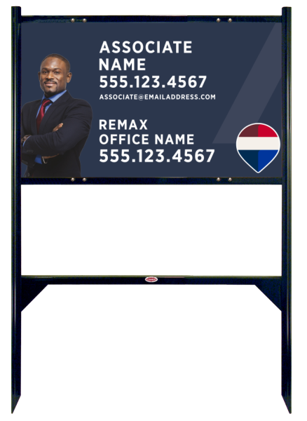 RE/MAX Reflective Angle Iron Frame and Associate Name w/ Cut Out Photo Sign Panel Unit, 18"h x 30"w, Steel