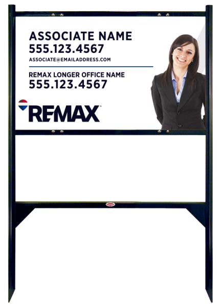 RE/MAX Reflective Angle Iron Frame and Associate Name w/ Cut Out Photo Sign Panel Unit, 18"h x 30"w, Steel