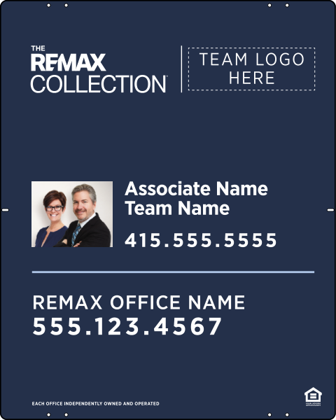 RE/MAX Collection Associate Name w/ Photo  & Team Name Sign Panel, 30"h x 24"w, Steel