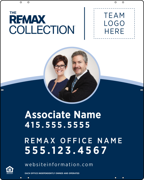 RE/MAX Collection Associate Name w/ Photo & Logo Panel, 30"h x 24"w, .040 Aluminum