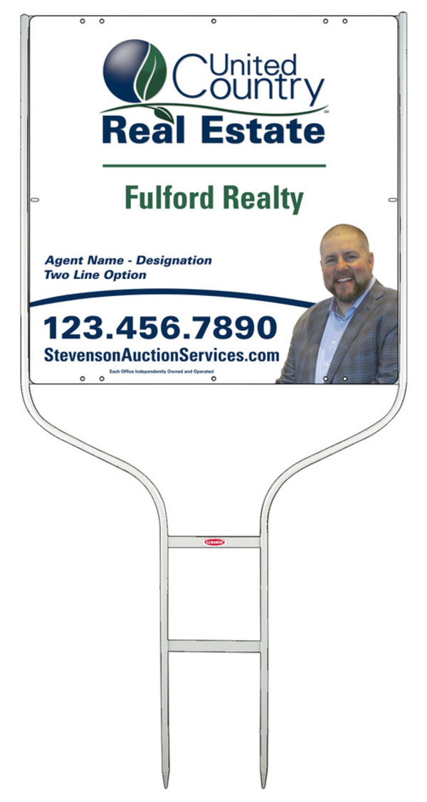 United Country Real Estate Round Rod Frame and Photo Sign Panel Unit, 24"h x 24"w, Steel