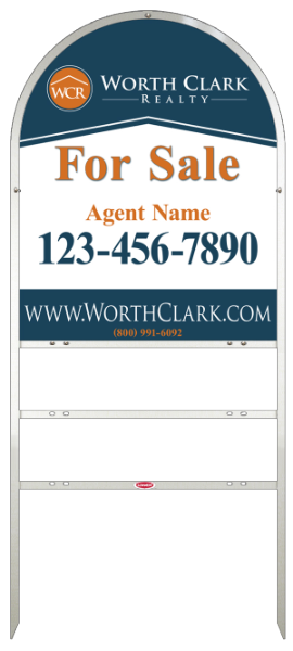 Arc Top Angle Iron Frame  W/ 2 Rider Inserts And Agent Sign Panel Unit, 30"H X 24"W, Steel