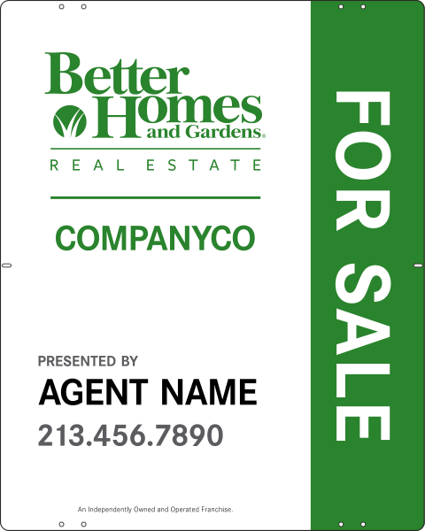 Agent Name w For Sale Sign Panel, 30h x 24w, Steel