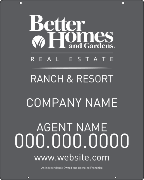 Ranch and Resort agent hanging sign panel, 24 GA steel 30h x 24w