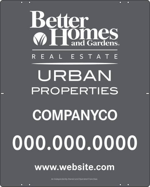 Urban Properties sign panel, 24 GA steel 30h x 24w