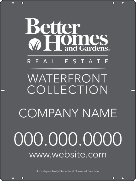 Waterfront Collection real estate sign panel, 24 GA steel 24h x 18w