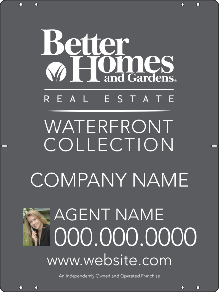 Waterfront Collection real estate photo sign panel, 24 GA steel 24h x 18w