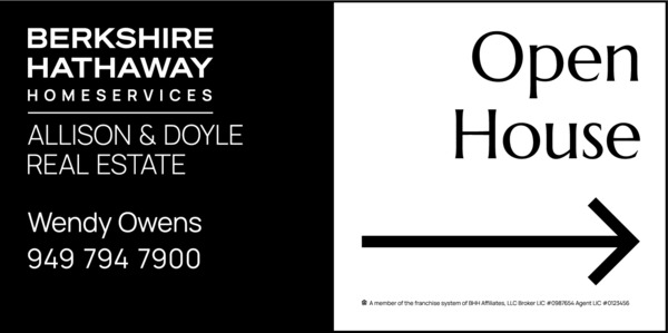 Agent Open House Sign Panel, 12h x 24w, 4mm Corrugated Plastic