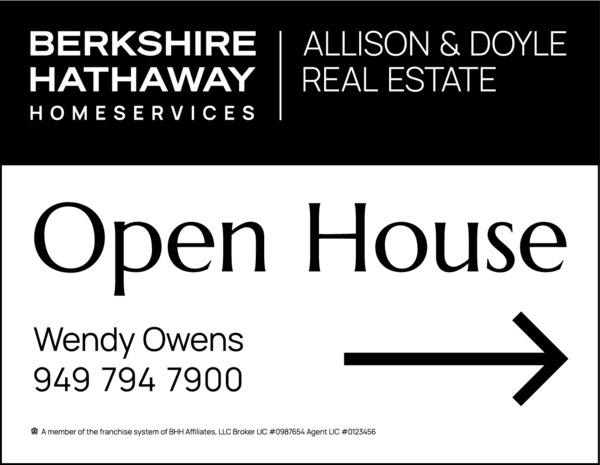 Agent Open House Sign Panel, 14h x 18w, 4mm Corrugated Plastic