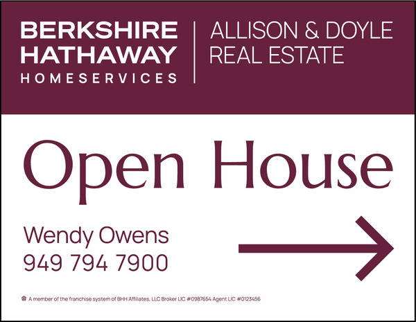 Agent Open House Sign Panel, 14h x 18w, 4mm Corrugated Plastic