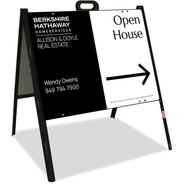 A-Frame and Agent Open House Sign Panel Unit, 18h x 24w, Steel
