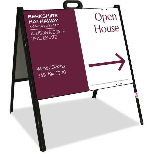 A-Frame and Agent Open House Sign Panel Unit, 18h x 24w, Steel