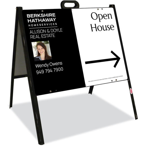 A-Frame and Agent Photo Open House Sign Panel Unit, 18h x 24w, Steel