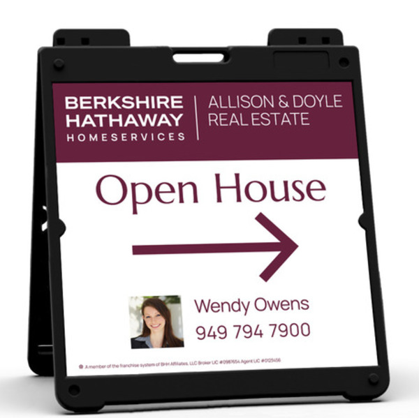 Heavy Duty Plastic A-Frame and Agent Photo Open House Sign Panel Unit, 24h x 24w, Aluminum Composite