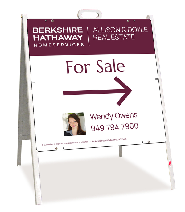 A-Frame and Agent Photo For Sale Sign Panel Unit, 24h x 24w, Steel