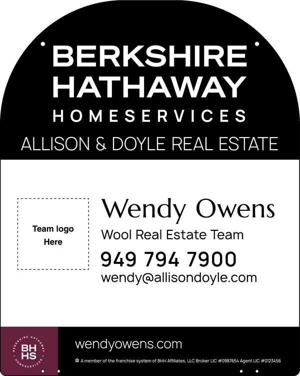 Reflective Hanging Yard Arm Dome Team Logo Sign Panel, 30h x 24w, 3mm Aluminum Composite