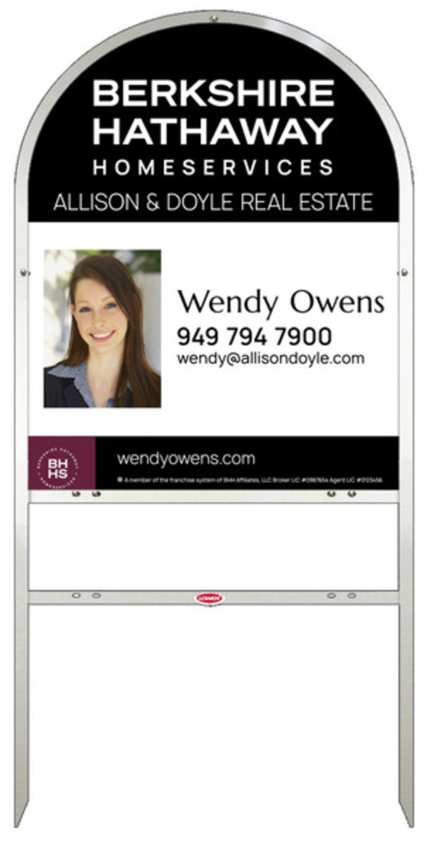 Arc Top Frame w 1 rider inserts and Agent Photo Sign Panel Unit, 30h x 24w, Steel