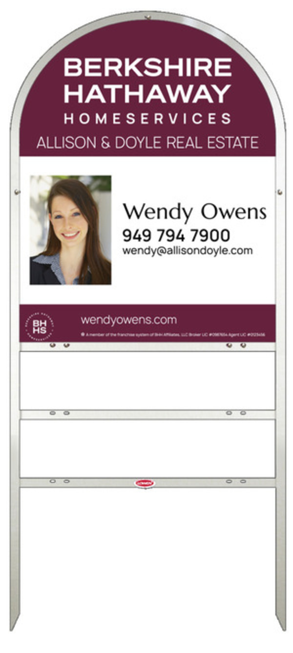 Arc Top Frame w 2 rider inserts and Agent Photo Sign Panel Unit, 30h x 24w, Steel