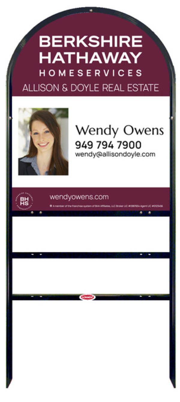 Arc Top Frame w 2 rider inserts and Agent Photo Sign Panel Unit, 30h x 24w, Steel