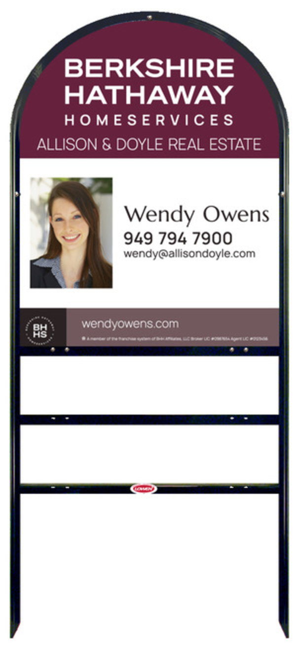 Arc Top Frame w 2 rider inserts and Agent Photo Sign Panel Unit, 30h x 24w, Steel