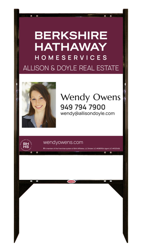 Angle Iron Frame and Agent Photo Sign Panel Unit, 30h x 24w, Steel