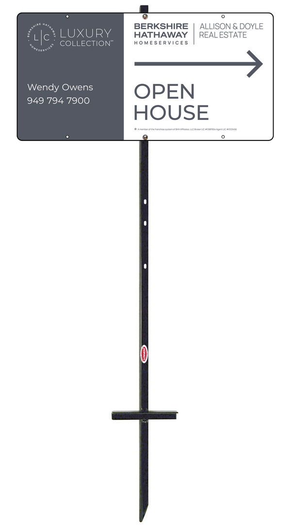 Angle Iron Stake and Agent Open House Sign Panel Unit, 12h x 24w, Steel