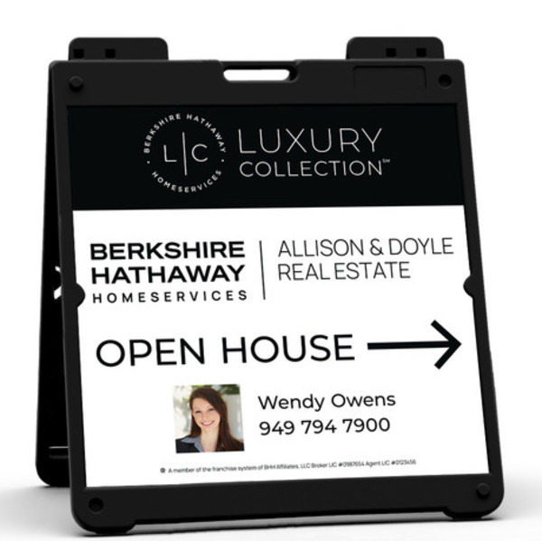 Heavy Duty Plastic A-Frame and Agent Photo Open House Sign Panel Unit, 24h x 24w, Aluminum Composite