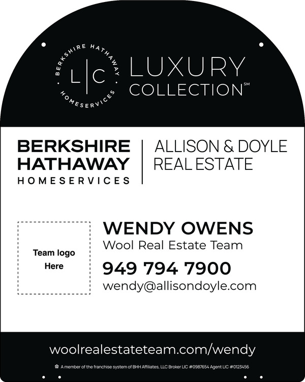 Reflective Hanging Yard Arm Dome Agent Team Logo Sign Panel, 30h x 24w, 3mm Aluminum Composite