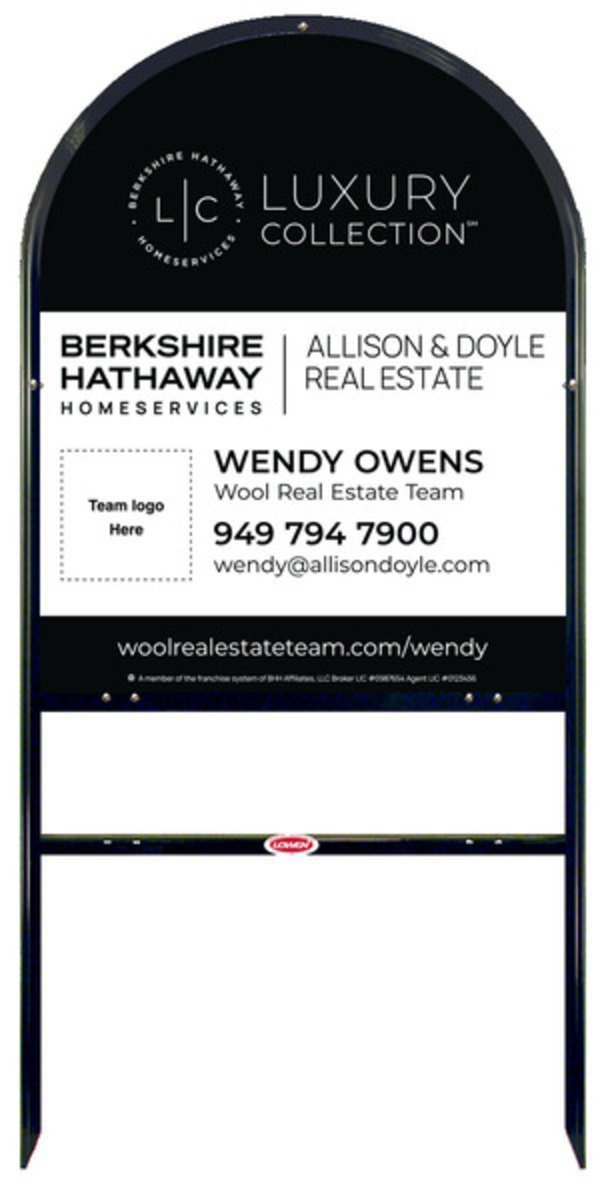 Arc Top Frame w 1 rider inserts and Agent Team Logo Sign Panel Unit, 30h x 24w, Steel