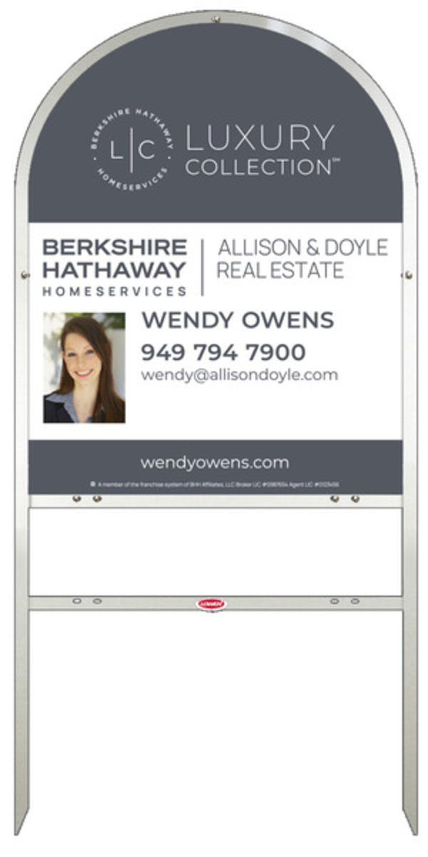 Arc Top Frame w 1 rider inserts and Agent Photo Sign Panel Unit, 30h x 24w, Steel