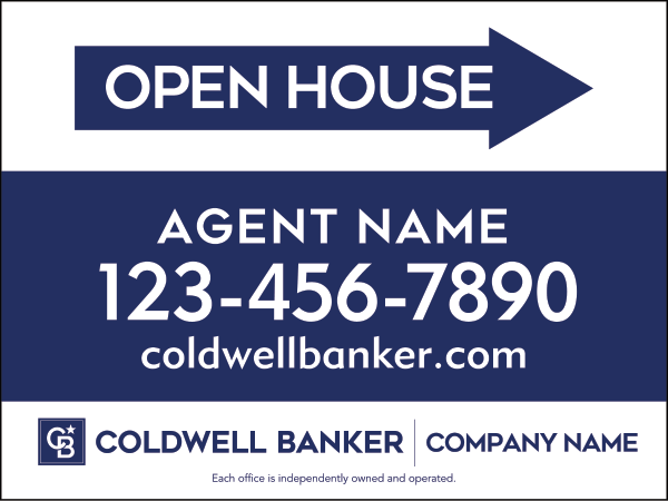 Directional Agent Open House Sign Panel, 18h x 24w, 4mm Corrugated