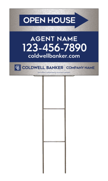 Wire H-Stake and Agent Open House Sign Panel Unit, 18h x 24w, 4mm Corrugated