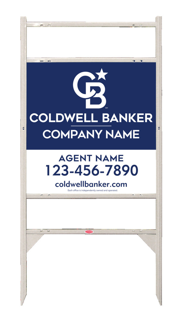 Angle Iron Frame w 2 Rider Inserts and Agent Sign Panel Unit, 24h x 24w, .040 Aluminum