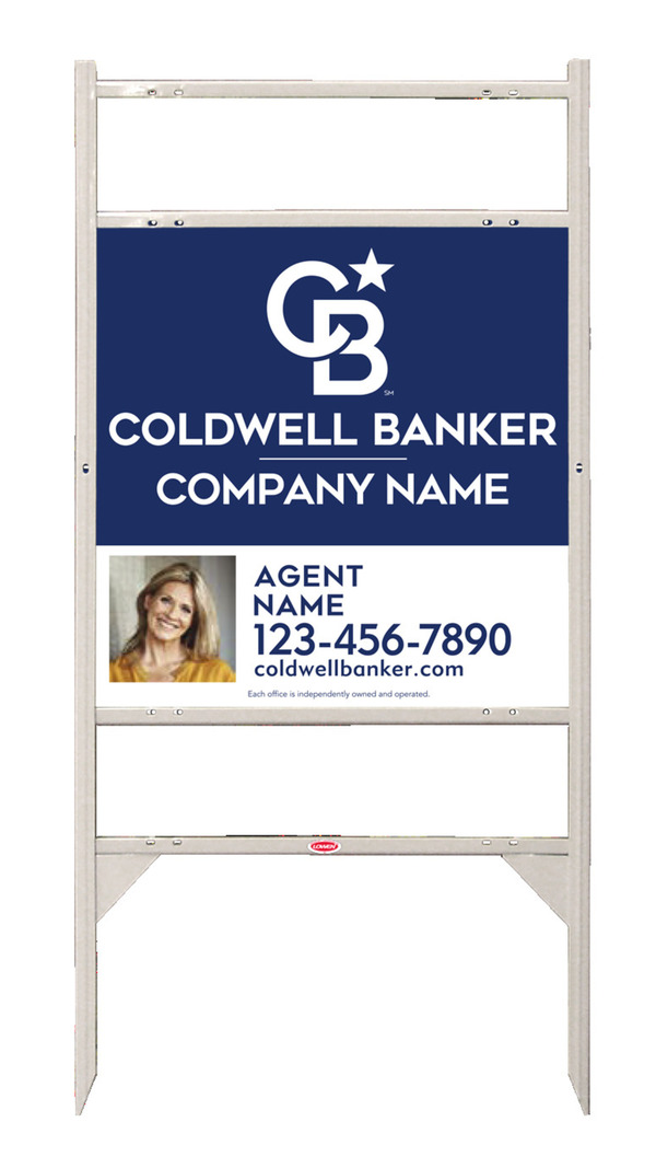 Angle Iron Frame w 2 Rider Inserts and Agent Photo Sign Panel Unit, 24h x 24w, .040 Aluminum